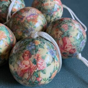 Decoupage Vintage 90s Christmas Ornaments Victorian Style 36 Pieces